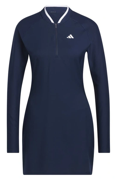 Shop Adidas Golf Half Zip Long Sleeve Golf Dress In Collegiate Navy