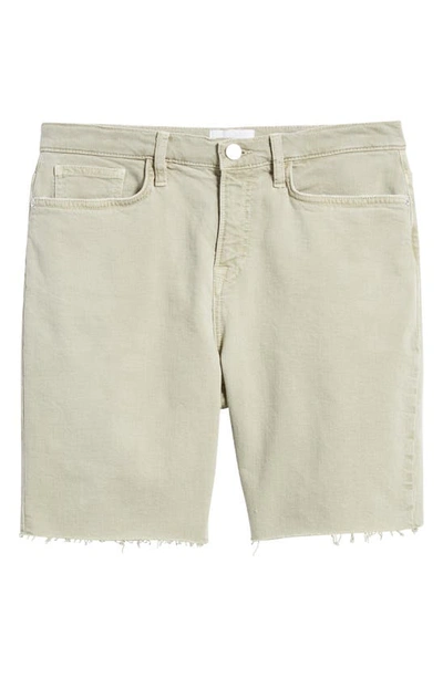 Shop Frame L'homme Stretch Cotton Cutoff Shorts In Desert Sage