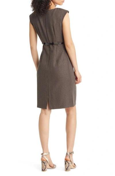 Shop Connected Apparel Belted Dress In Brown
