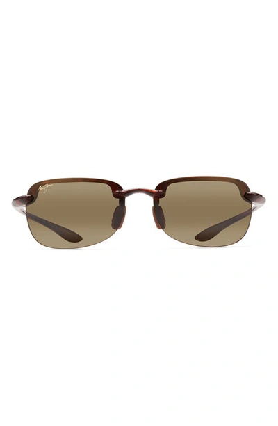Shop Maui Jim Sandy Beach 56mm Polarizedplus2® Semi Rimless Sunglasses In Tortoise