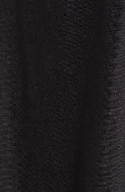 & Other Stories Linen Puff Sleeve Midaxi Dress With Twist Sweetheart Neckline In Black