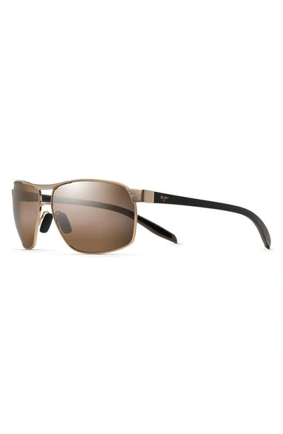 Shop Maui Jim The Bird 62.5mm Oversize Polarized Rectangular Sunglasses In Gold/ Black/bronze Gradient