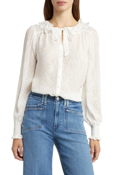 Shop Paige Dionna Ruffle Button-up Shirt In White