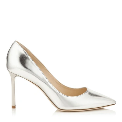 Shop Jimmy Choo Romy 85 Silver Mirror Leather Pointy Toe Pumps