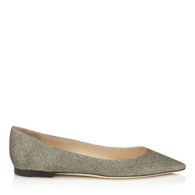 Shop Jimmy Choo Romy Flat Light Bronze Lamé Glitter Pointy Toe Flats