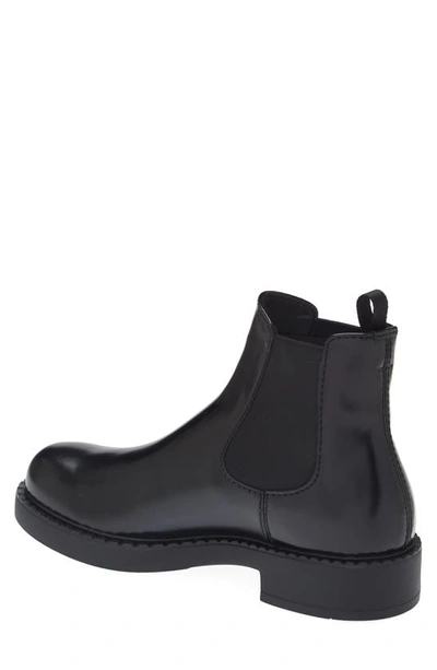 Shop Prada Brushed Leather Chelsea Boot In Nero