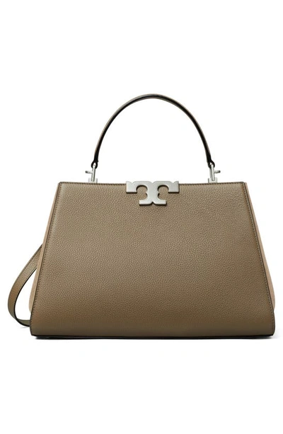 Shop Tory Burch Small Eleanor Pebble Leather Satchel In Wild Mushroom