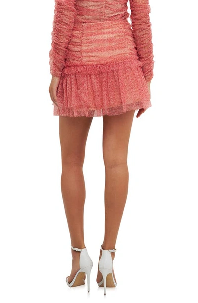Shop Endless Rose Floral Ruched Mesh Miniskirt In Red Multi