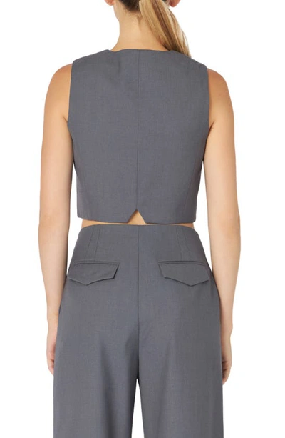 Grey Lab Button-up Crop Vest In Heather Grey