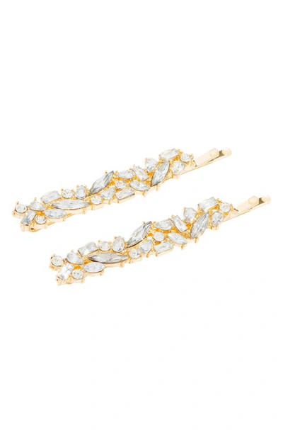 Shop L Erickson 2-pack Alma Crystal Bobby Pins In Crystal/ Gold