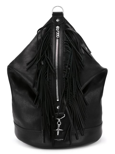 Saint Laurent Fringed Leather Sac Backpack In Black | ModeSens