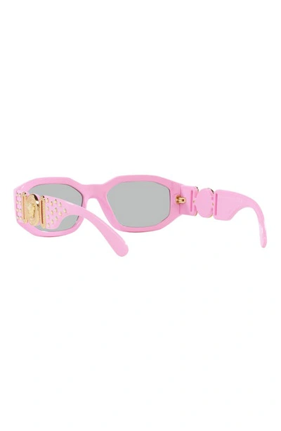 Shop Versace Biggie 53mm Round Sunglasses In Pink