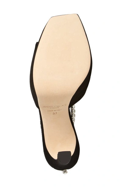 Shop Jimmy Choo Saeda Crystal Ankle Strap Peep Toe Sandal In Black/ Crystal
