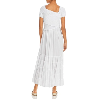 Shop Poupette St Barth Womens Off-the-shoulder Smocked Maxi Dress In White
