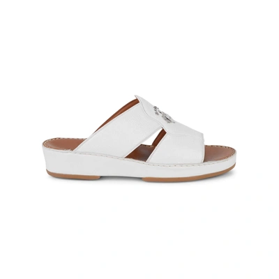 Bally Hakman Men's 6211914 White Grained Leather Sandals In Multi