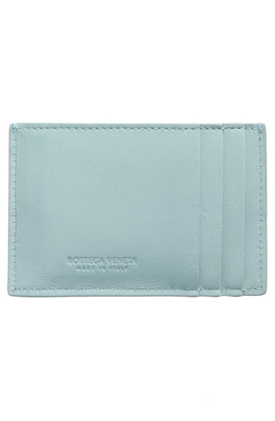Bottega Veneta Intrecciato Leather Card Case In 3902 Teal Washed-gold