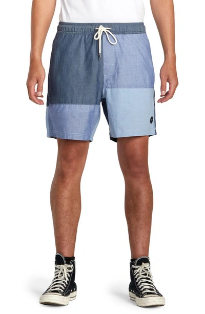 Shop Rvca Patchwork Shorts In Blue