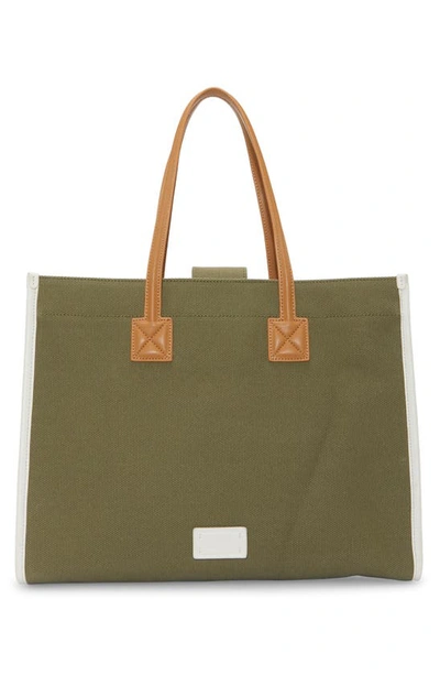 Shop Vince Camuto Saly Canvas Tote In Forrest Canvas Soft Pu