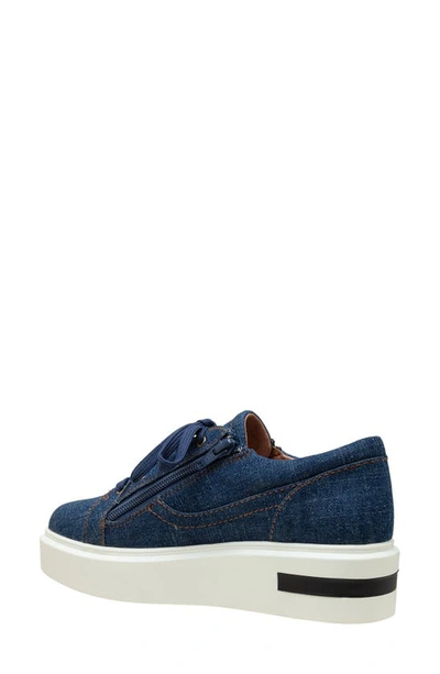Linea Paolo Kalula Denim Zip Sneaker In Dark Blue Denim