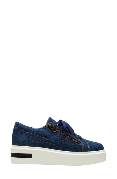 Linea Paolo Kalula Denim Zip Sneaker In Dark Blue Denim