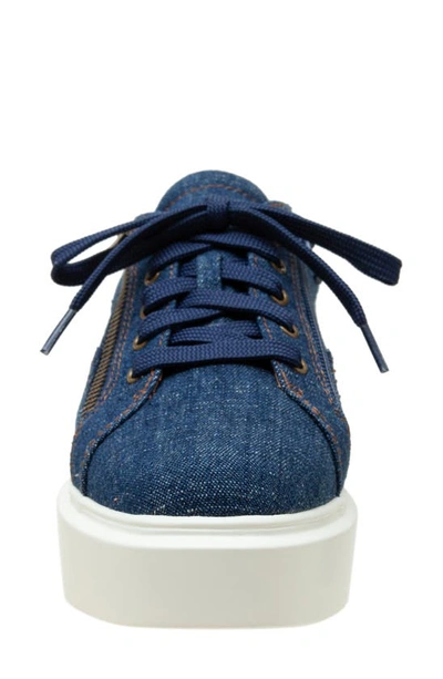 Linea Paolo Kalula Denim Zip Sneaker In Dark Blue Denim