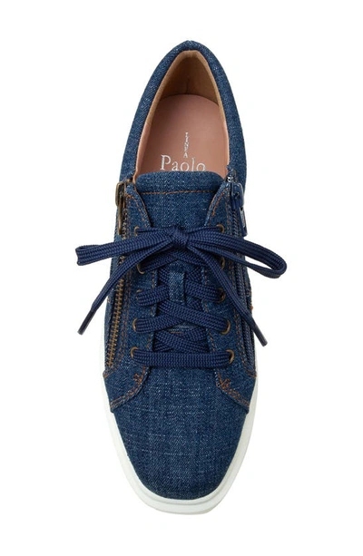 Linea Paolo Kalula Denim Zip Sneaker In Dark Blue Denim