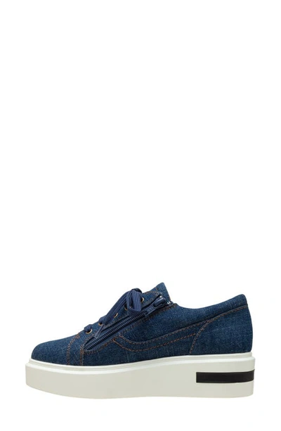 Shop Linea Paolo Kalula Denim Zip Sneaker In Dark Blue Denim