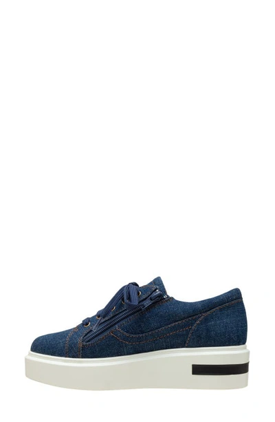 Linea Paolo Kalula Denim Zip Sneaker In Dark Blue Denim