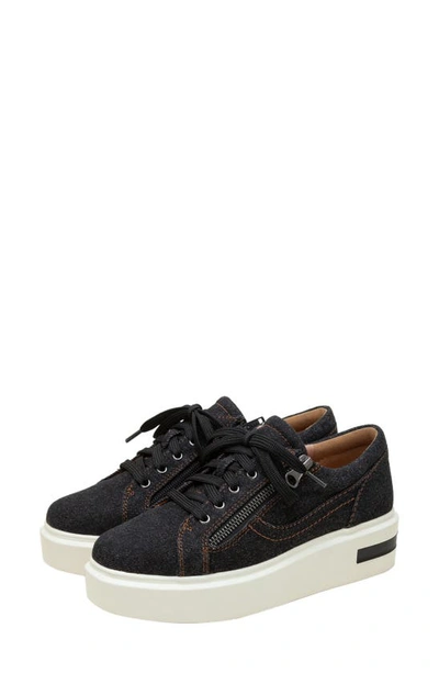 Linea Paolo Kalula Denim Zip Sneaker In Black Denim