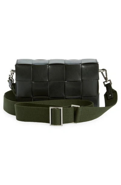 Shop Bottega Veneta Cassette Vogue Intrecciato Crossbody Bag In 3009 Dark Green-silver