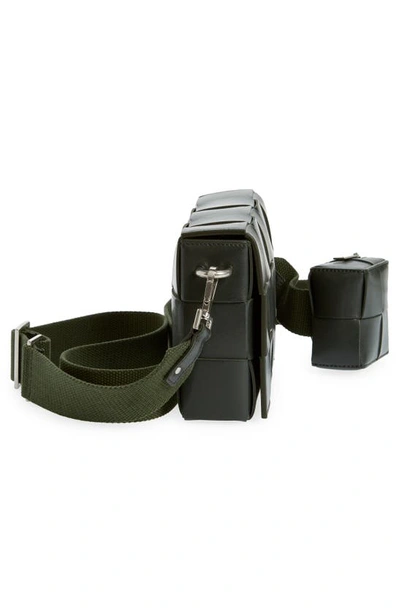 Shop Bottega Veneta Cassette Vogue Intrecciato Crossbody Bag In 3009 Dark Green-silver