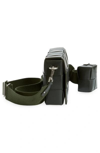 Bottega Veneta Cassette Vogue Intrecciato Crossbody Bag In 3009 Dark Green-silver