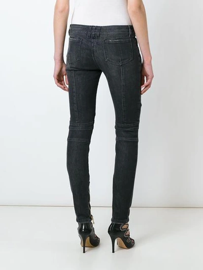 Shop Balmain Skinny Biker Jeans In Grey