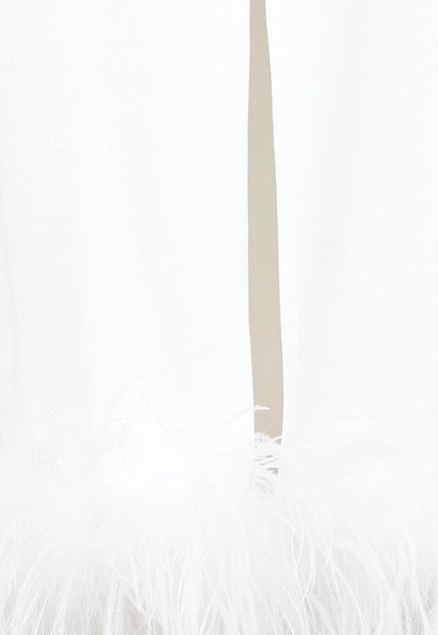 Shop Miu Miu Feather-trim Sleeveless Midi Dress In White