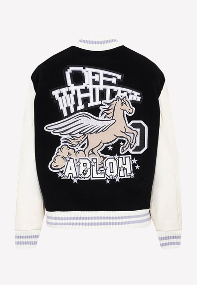 Shop Off-white Embroidered Patches Varsity Jacket In Black