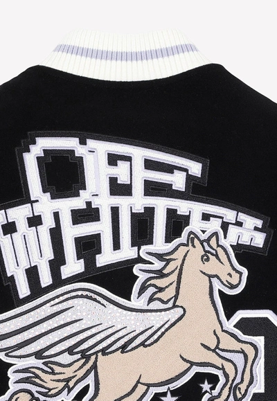 Shop Off-white Embroidered Patches Varsity Jacket In Black