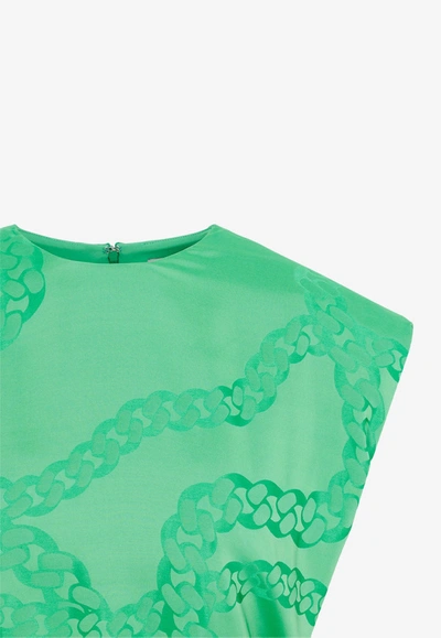 Shop Stella Mccartney Falabella Chain Print Mini Dress In Green