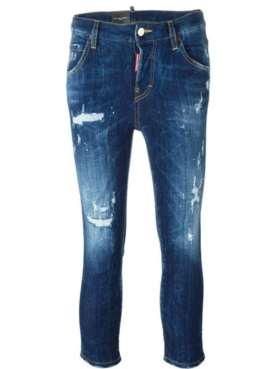 Dsquared2 'cool Girl' Cropped Jeans In Blue
