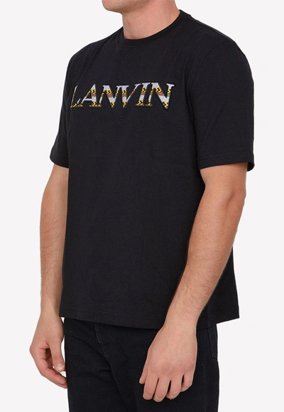 Shop Lanvin Curb Logo Crewneck T-shirt In Black