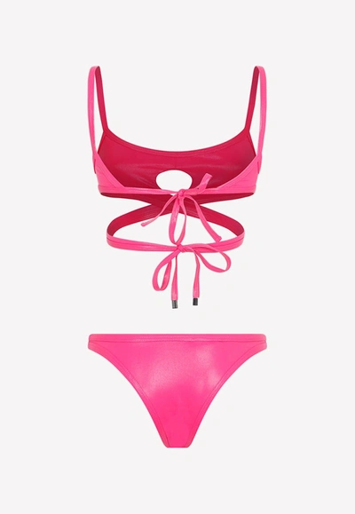 Shop Attico Cut-out Sleeveless Bikini In Fuchsia