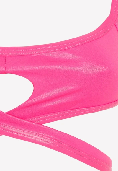 Shop Attico Cut-out Sleeveless Bikini In Fuchsia