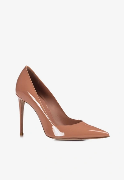 Le Silla Eva 120 Pumps In Beige Patent Leather In Nude