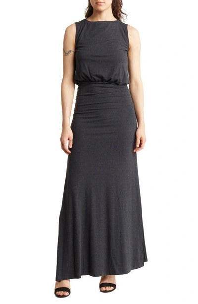 Go Couture Sleeveless Blouson Maxi Dress In Charcoal