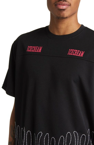 Shop Ice Cream Icecream Embroidered Mesh Shirt In Black