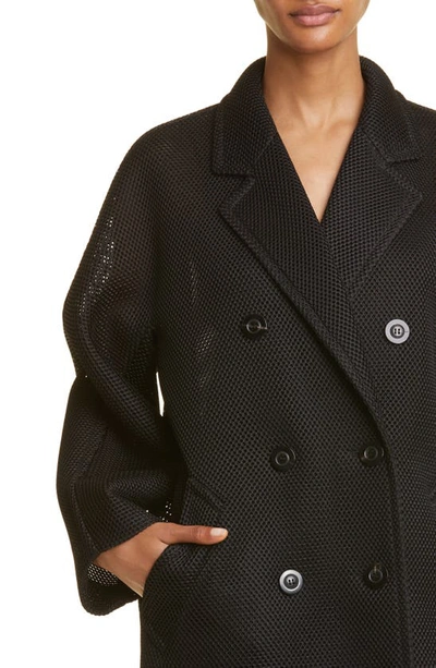 Shop Max Mara Madame Perforated Jersey Coat In Black