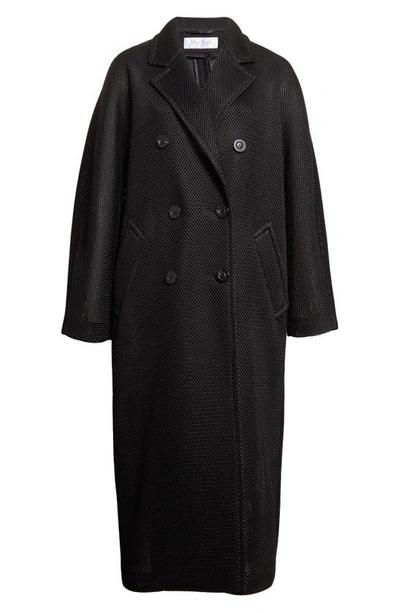 Shop Max Mara Madame Perforated Jersey Coat In Black