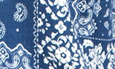 Hiroshi Kato The Wrench Waffle Bandana Print Short Sleeve Button-up Camp Shirt In Blue Bandana