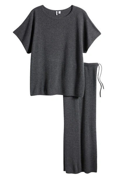 Shop Nordstrom Crop Cashmere Pajamas In Grey Meteor