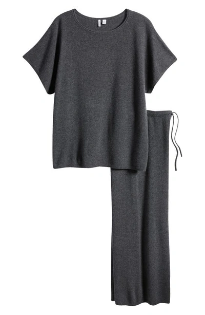 Nordstrom Crop Cashmere Pajamas In Grey Meteor
