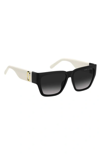 Shop Marc Jacobs 57mm Gradient Square Sunglasses In Black White/ Grey Shaded